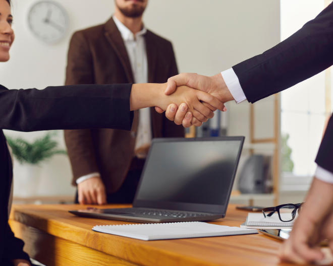 Handshake showcasing trusted hiring services at Humaaro recruitment office in Indore